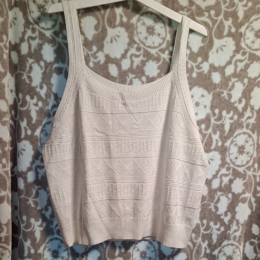 Talbots Cream Textured Knit Tank Top